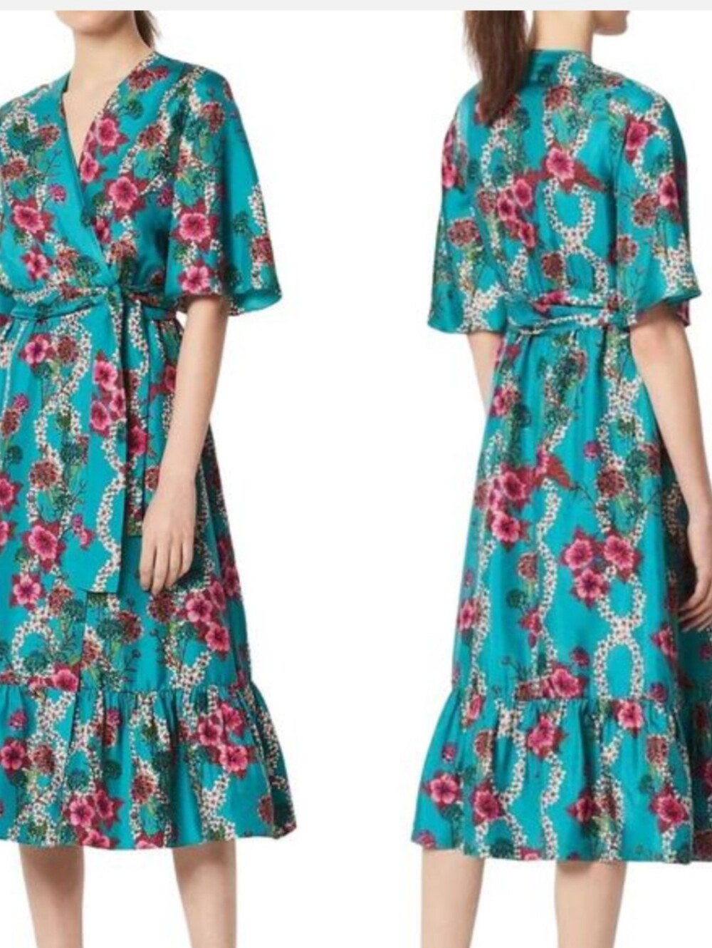 Sandro Tinca Floral-Print Silk Midi Wrap Dress | Rare